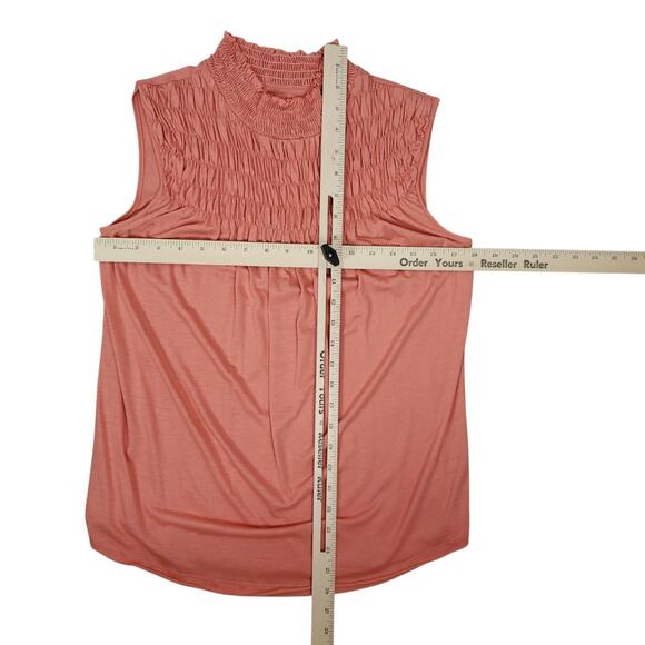 Sundance Everyday Essence Smocked Mock Neck Top Size M Sleeveless Cotton Lyocell - Picture 9 of 11